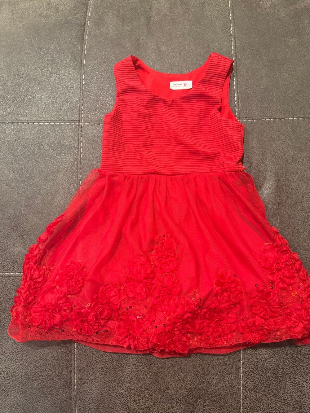 Beautees Girls Red Tulle Flower Holiday Dress - Size 6